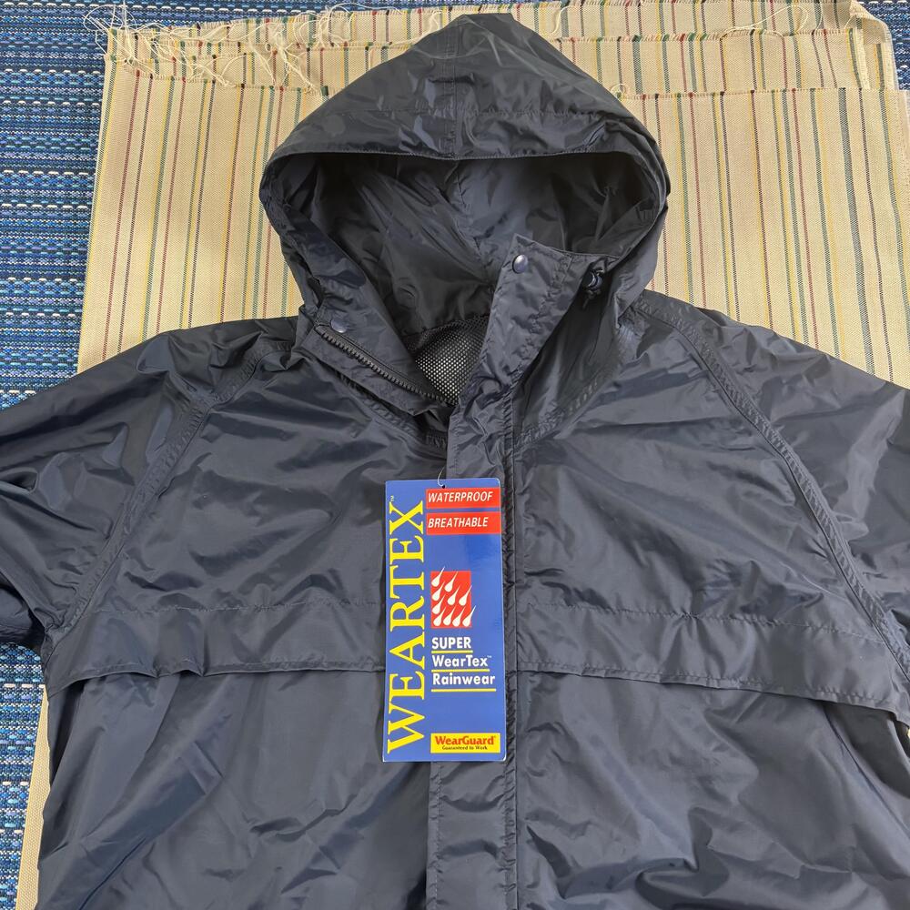 WearGuard Coat Mens LT Blue WearTex Waterproof Hooded Rain Workwear Jacket